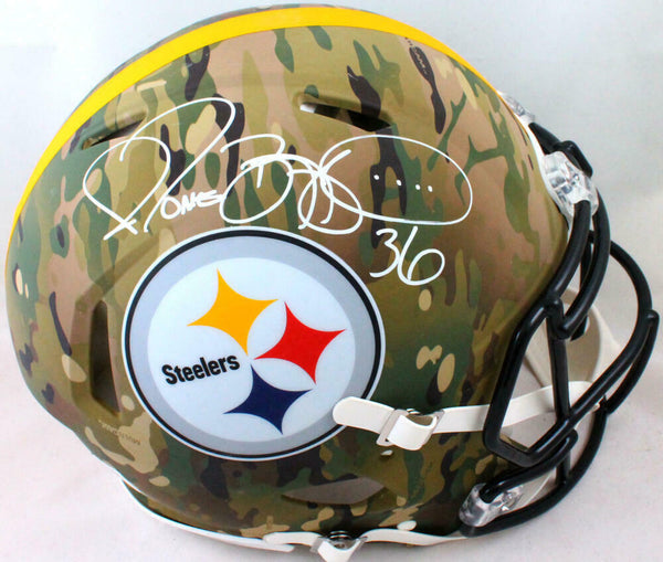 Jerome Bettis Signed Steelers Camo Speed F/S Authentic Helmet- Beckett W Holo