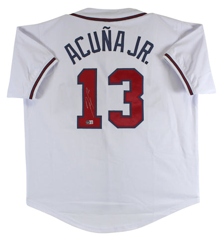 Ronald Acuna Jr. Authentic Signed White Pro Style Jersey BAS Witnessed