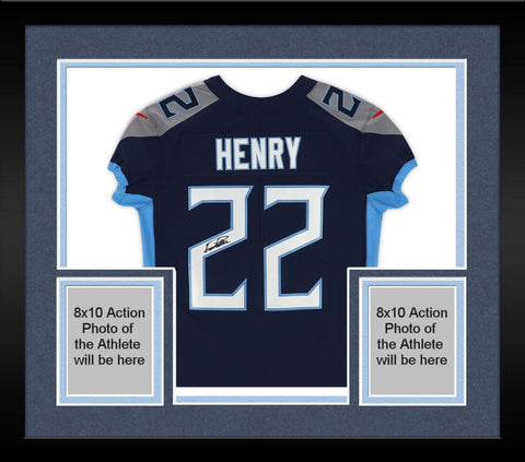 Framed Derrick Henry Tennessee Titans Autographed Navy Nike Elite Jersey