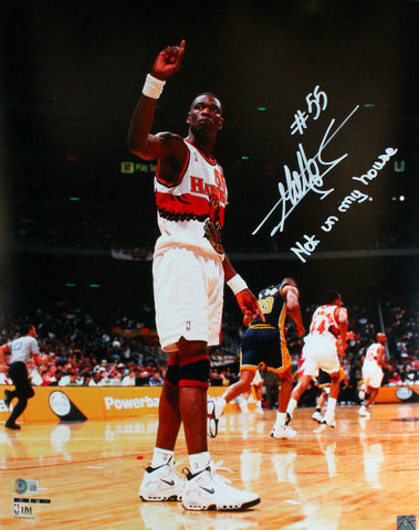 Dikembe Mutombo Autographed Atl. Hawks 16x20 Finger Photo w/Insc.-Beckett W Holo