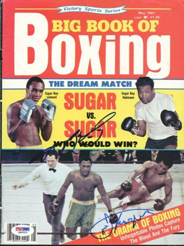 Joe Frazier & Sugar Ray Leonard Autographed Boxing Magazine Cover PSA/DNA Q89202