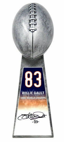 Willie Gault BEARS Signed Football World Champion Silver Trophy - SCHWARTZ COA