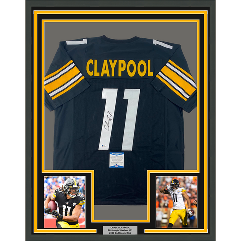 Framed Autographed/Signed Chase Claypool 33x42 Pittsburgh Black Jersey BAS COA
