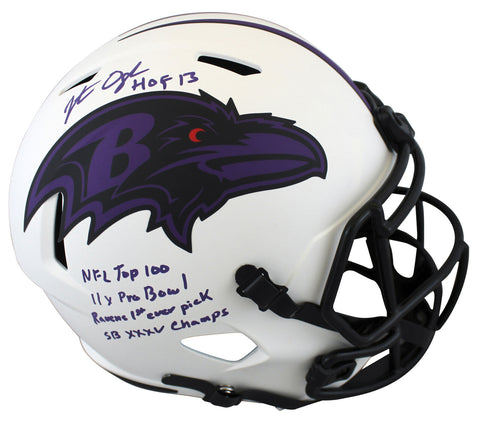 Ravens Jonathan Ogden "Stat" Signed Lunar Full Size Speed Rep Helmet BAS Witness