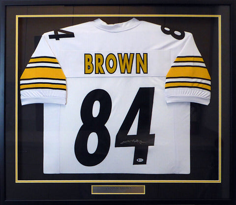 PITTSBURGH STEELERS ANTONIO BROWN AUTOGRAPHED FRAMED WHITE JERSEY BECKETT 130314
