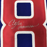 FRAMED Autographed/Signed ANDRE DAWSON 33x42 Chicago Blue Jersey JSA COA Auto