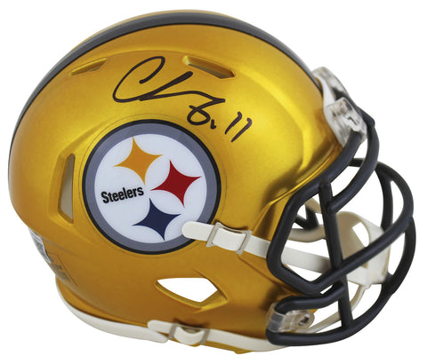 Steelers Chase Claypool Authentic Signed Flash Speed Mini Helmet BAS Witnessed
