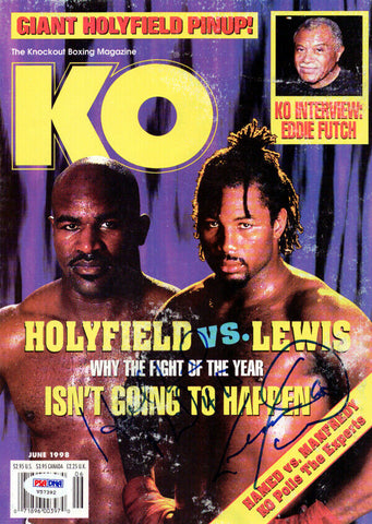 Evander Holyfield & Lennox Lewis Autographed KO Boxing Magazine PSA/DNA #V57392