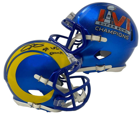 ODELL BECKHAM Jr. Autographed "SB LVI Champs" Rams Mini Helmet FANATICS