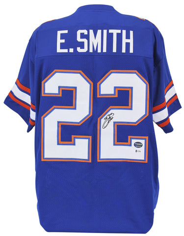 Florida Emmitt Smith Authentic Signed Blue Jersey Autographed BAS Witnessed