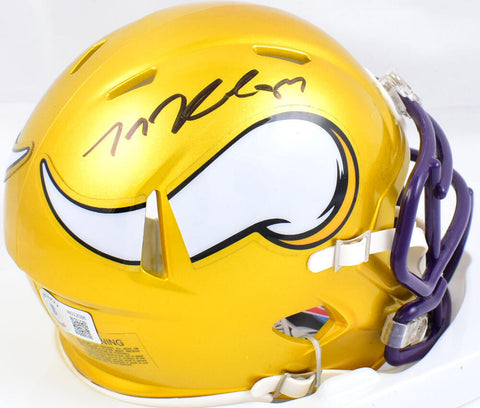 TJ Hockenson Autographed Vikings Flash Speed Mini Helmet- Beckett W Hologram