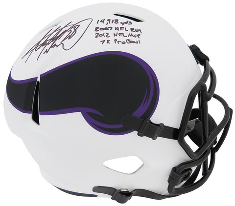 Adrian Peterson Signed Vikings Lunar Eclipse Riddell Rep Helmet w/4-INS (SS COA)