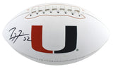 Miami Ray Lewis Authentic Signed White Panel Logo Football BAS Witnessed