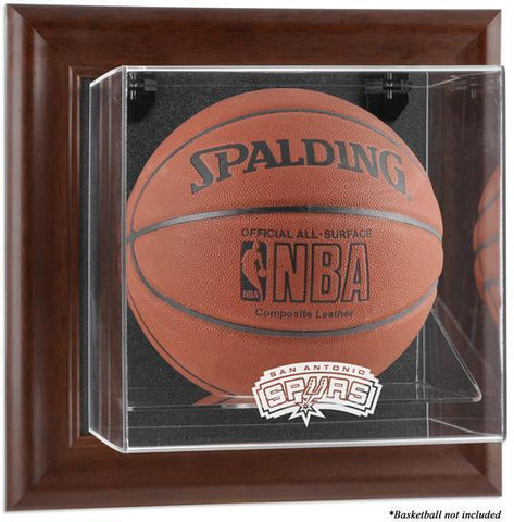 SA Spurs (2002-2017) Brown Framed Wall-Basketball Display Case