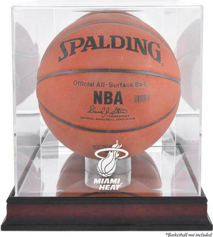 Miami Heat Mahogany Team Logo Basketball Display Case - Fanatics