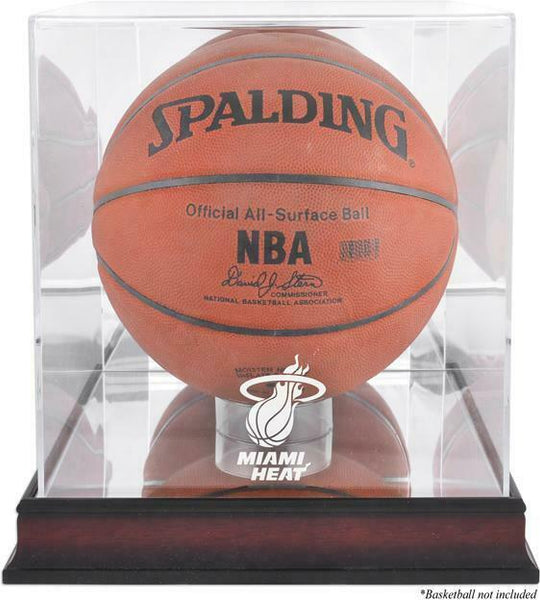 Miami Heat Mahogany Team Logo Basketball Display Case-Fanatics