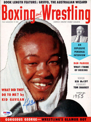 Kid Gavilan Autographed Signed Boxing & Wrestling Magazine Cover PSA/DNA #S47118