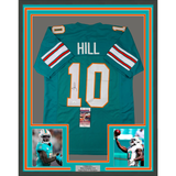 Framed Autographed/Signed Tyreek Hill 33x42 Miami Retro Teal Jersey JSA COA