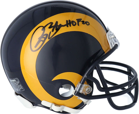 Isaac Bruce Los Angeles Rams Signed Throwback Mini Helmet & "HOF 20" Insc