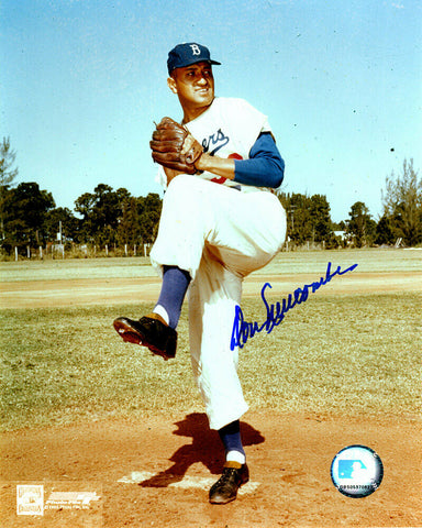 Don Newcombe Signed Dodgers Pitching Pose 8x10 Photo - SCHWARTZ COA