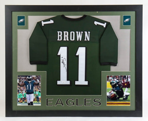 A J Brown Signed Philadelphia Eagle 35"x43" Framed Jersey (JSA) All Pro Receiver