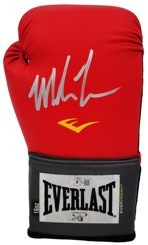 MIKE TYSON AUTOGRAPHED RED EVERLAST BOXING GLOVE RH IN SILVER BECKETT 202300