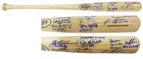 MLB ROY Winners Signed Louisville Slugger Blonde Bat (11 Sigs / 11 Insc)(SS COA)