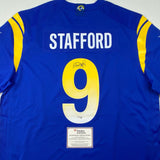 Autographed/Signed Matthew Stafford Rams Blue Nike Game LVI Jersey Fanatics COA