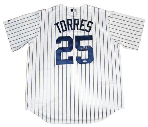 GLEYBER TORRES SIGNED AUTOGRAPHED NEW YORK YANKEES #25 MAJESTIC JERSEY BECKETT