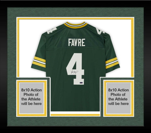 Framed Brett Favre Green Bay Packers Autographed Green Proline Jersey