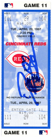 Deion Sanders Signed Cincinnati Reds 4/29/1997 vs Mets Ticket BAS 37198