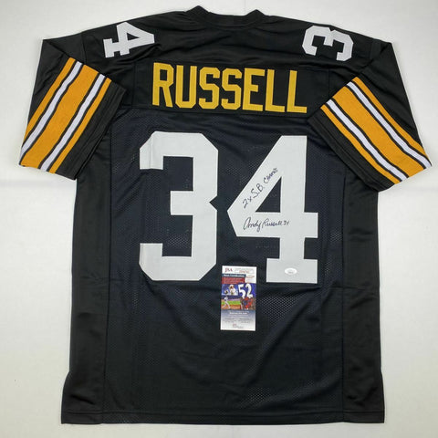 Autographed/Signed ANDY RUSSELL 2x SB Champs Pittsburgh Black Jersey JSA COA