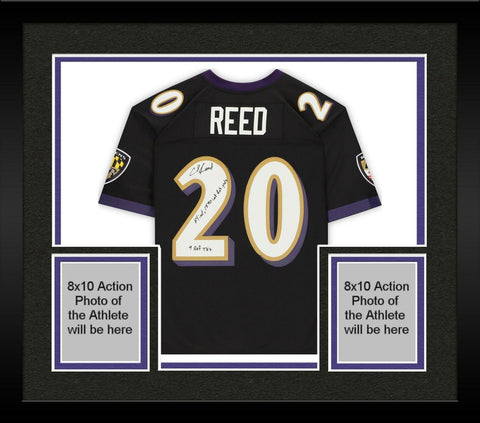 Frmd Ed Reed Ravens Signed Black M&N Replica Jersey with Multiple Inscs - 1/20