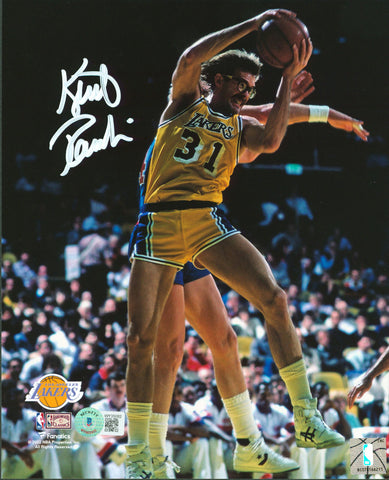 Lakers Kurt Rambis Authentic Signed 8x10 Rebounding Photo BAS Witnessed