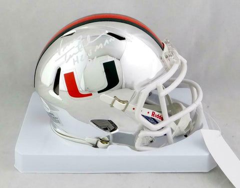 Vinny Testaverde Signed Miami Hurricanes Chrome Mini Helmet w/ Insc-Beckett Auth