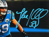Luke Kuechly Autographed Panthers Stance 8x10 FP Photo- Beckett W *Teal