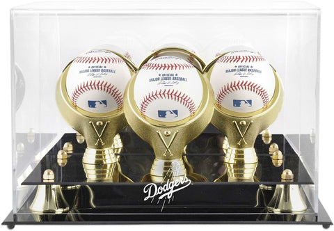 Los Angeles Dodgers Golden Classic Three Baseball Logo Display Case - Fanatics