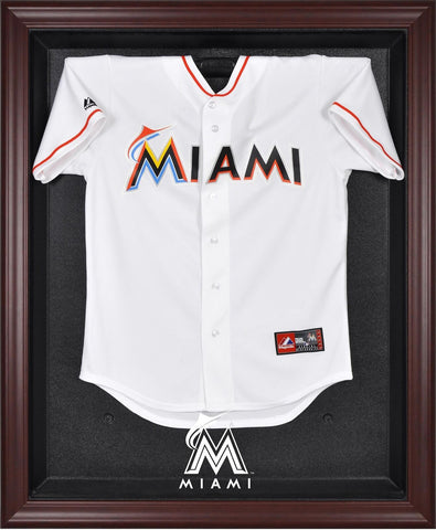 Miami Marlins Mahogany Framed Logo Jersey Display Case Authentic