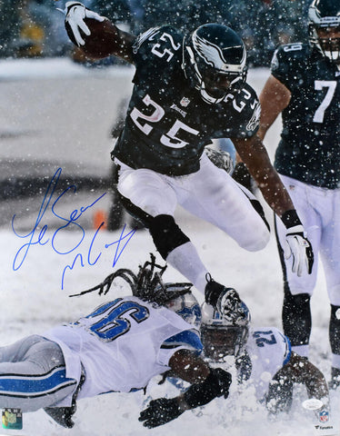 LeSean McCoy Autographed Philadelphia Eagles 16x20 Snow Photo - JSA W *Blue