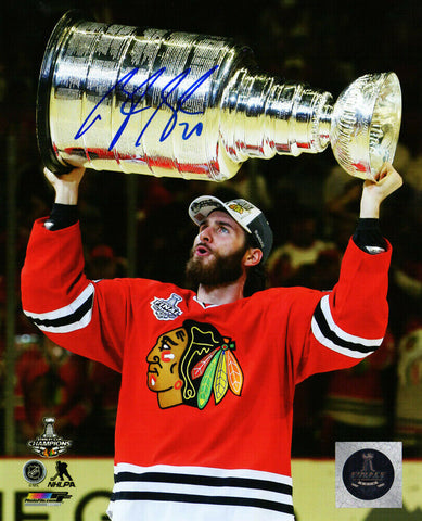 BRANDON SAAD Signed Chicago Blackhawks 2015 Stanley Cup Trophy 8x10 Photo - SS