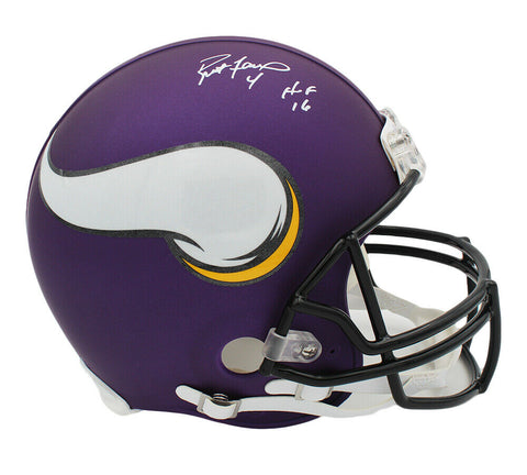 Brett Favre Signed Minnesota Vikings Authentic NFL Helmet With "HOF 16" In