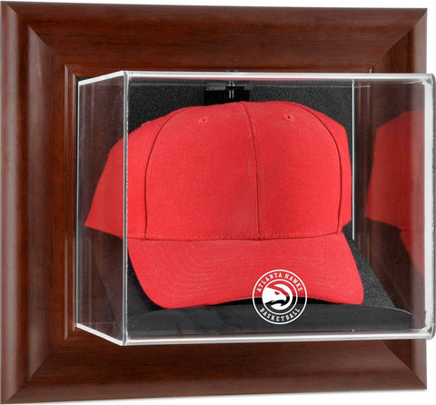 Atlanta Hawks Brown Framed Wall-Mounted Cap Display Case