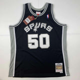 Autographed/Signed David Robinson Spurs Black Authentic M&N Jersey Beckett COA