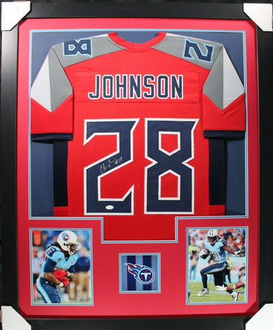 CHRIS JOHNSON (Titans color rush TOWER) Signed Autographed Framed Jersey JSA