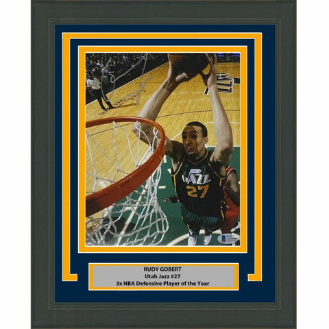 FRAMED Autographed/Signed RUDY GOBERT Utah Jazz 8x10 Basketball Photo BAS COA #4