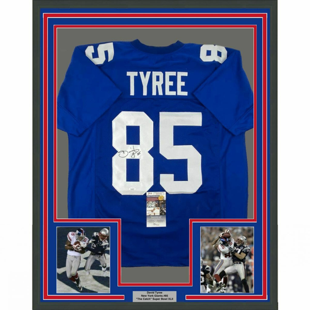 FRAMED Autographed/Signed DAVID TYREE 33x42 New York Super Bowl Jersey –  Super Sports Center