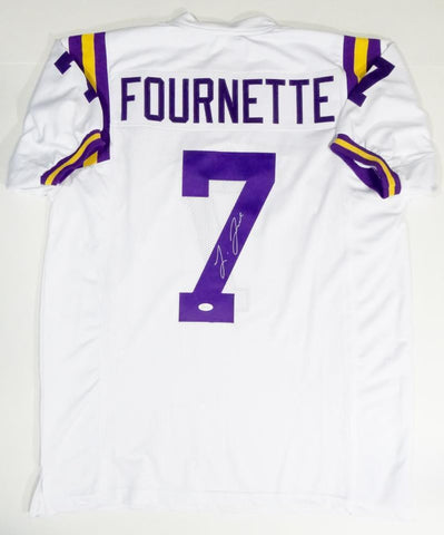 Leonard Fournette Autographed White College Style Jersey- JSA W Authenticated