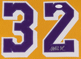 Magic Johnson Signed Los Angeles Lakers 31x35 Custom Framed Jersey JSA Hologram