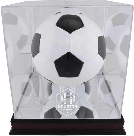 Houston Dynamo Mahogany Team Logo Soccer Ball Display Case