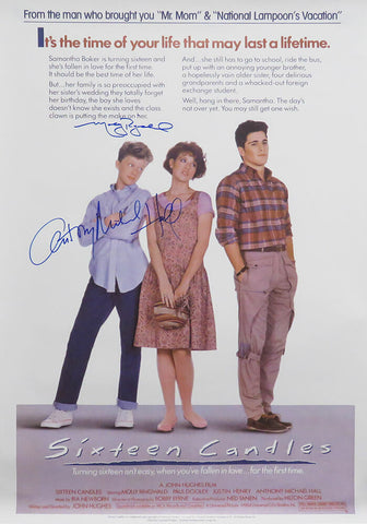 Anthony Michael Hall & Molly Ringwald Signed Sixteen Candles 27x40 FS Poster -SS